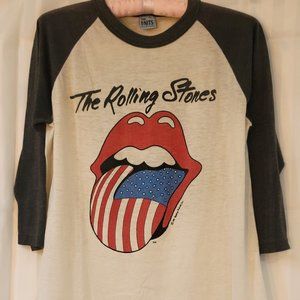 Vintage 1981 Rolling Stones Concert Tour T Shirt Band Baseball Style collectors